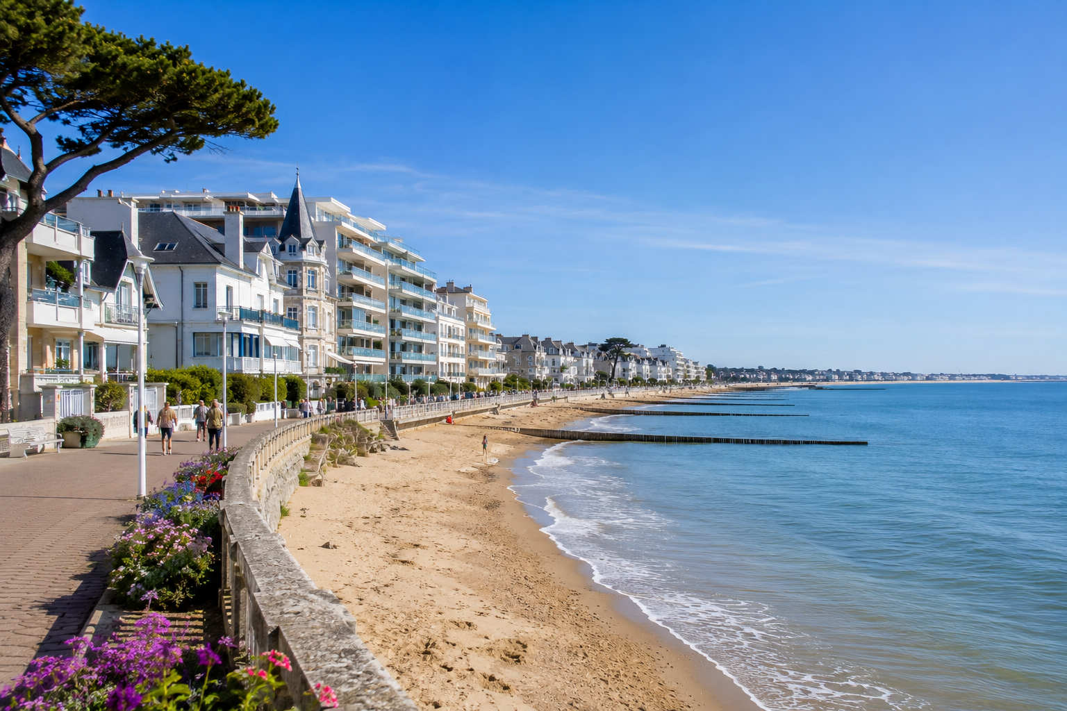 Pornichet, plage et promenade en bord de mer